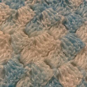 Blue and White Knitted Kids Blanket